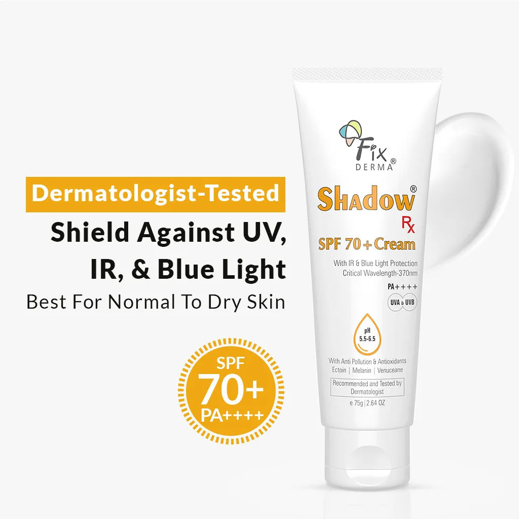 Fixderma Shadow Rx SPF 70+ Cream | Protects from Harmful UV, IR radiations and Blue Light, 75g - Buy from Indicrest