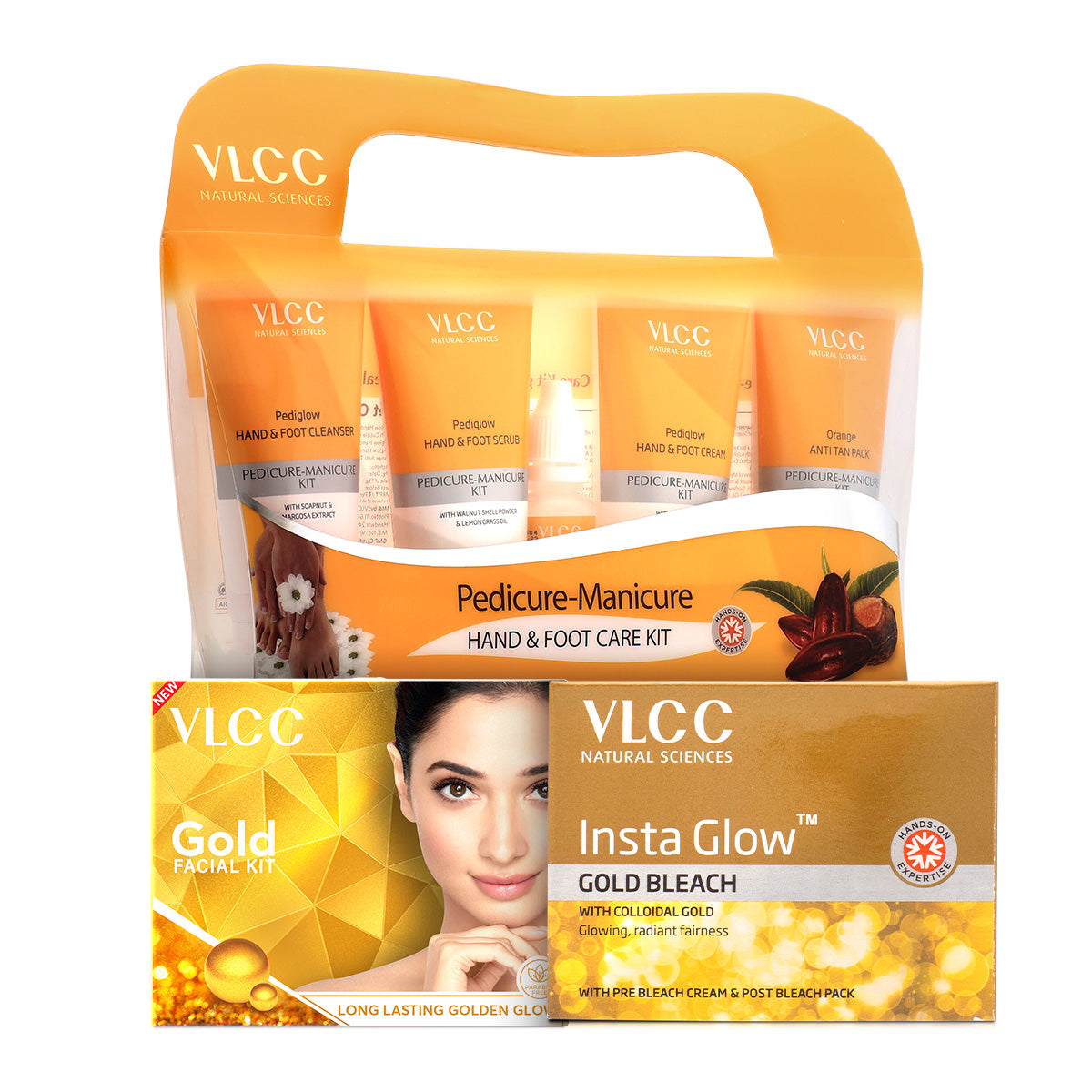 VLCC Salon At Home Combo - Gold Facial Kit, Gold Bleach, Manicure and Pedicure Kit - Buy from Indicrest