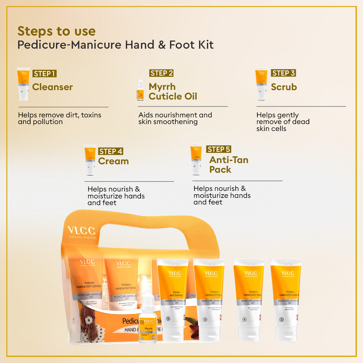VLCC Salon At Home Combo - Gold Facial Kit, Gold Bleach, Manicure and Pedicure Kit - Image 4 - Buy from Indicrest