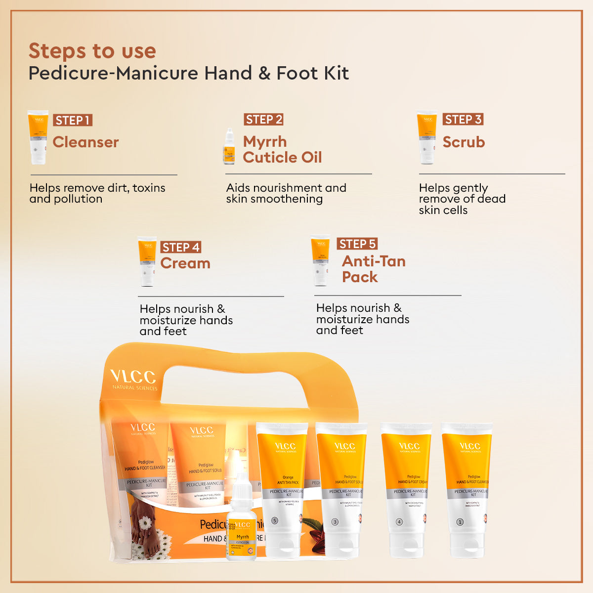 VLCC Salon At Home Combo - Papaya Fruit Facial Kit, Gold Bleach and Manicure - Pedicure Kit - Image 4 - Buy from Indicrest