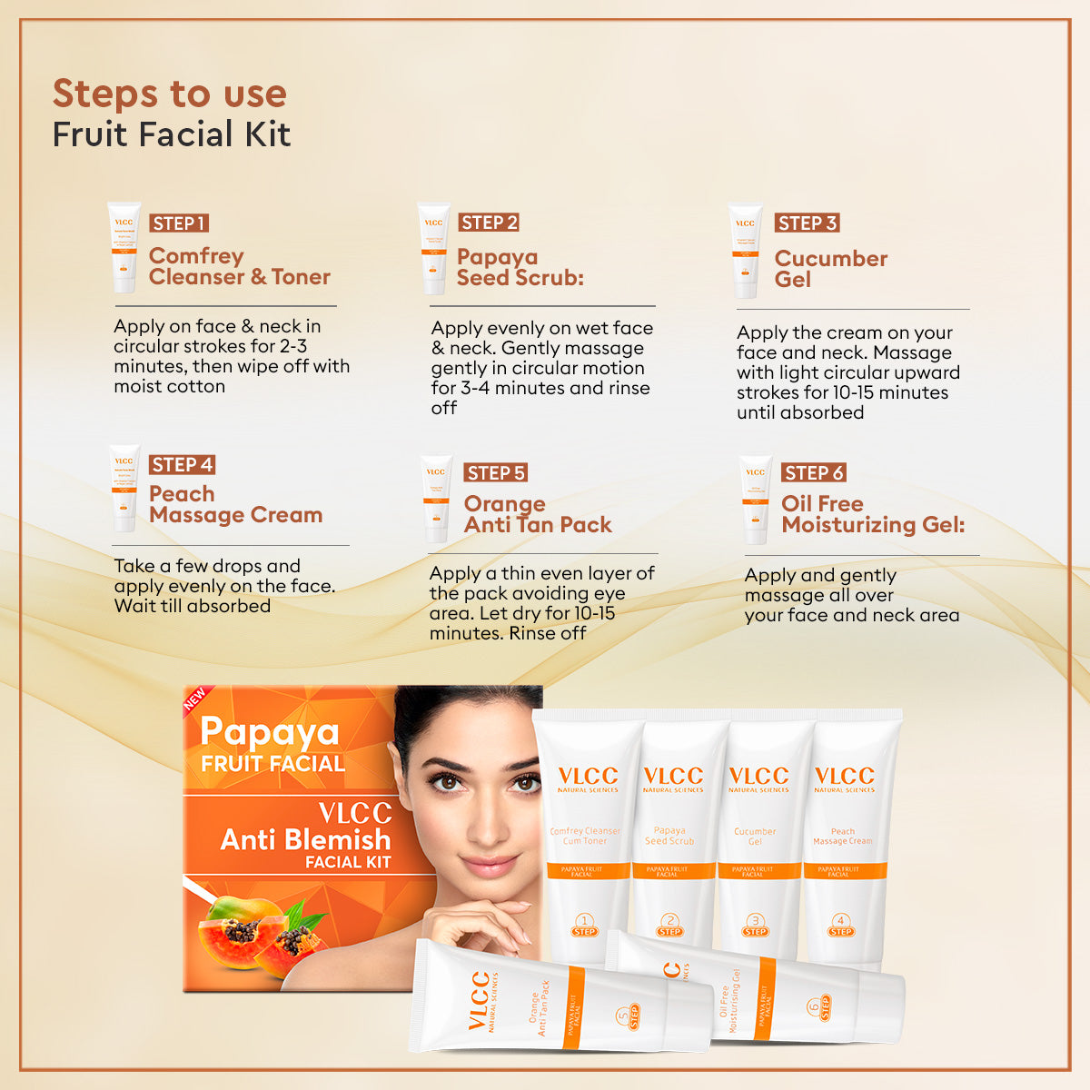 VLCC Salon At Home Combo - Papaya Fruit Facial Kit, Gold Bleach and Manicure - Pedicure Kit - Image 5 - Buy from Indicrest