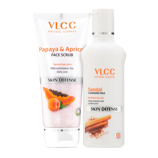VLCC Sandal Cleansing Milk and Papaya and Apricot Face Scrub - Buy from Indicrest