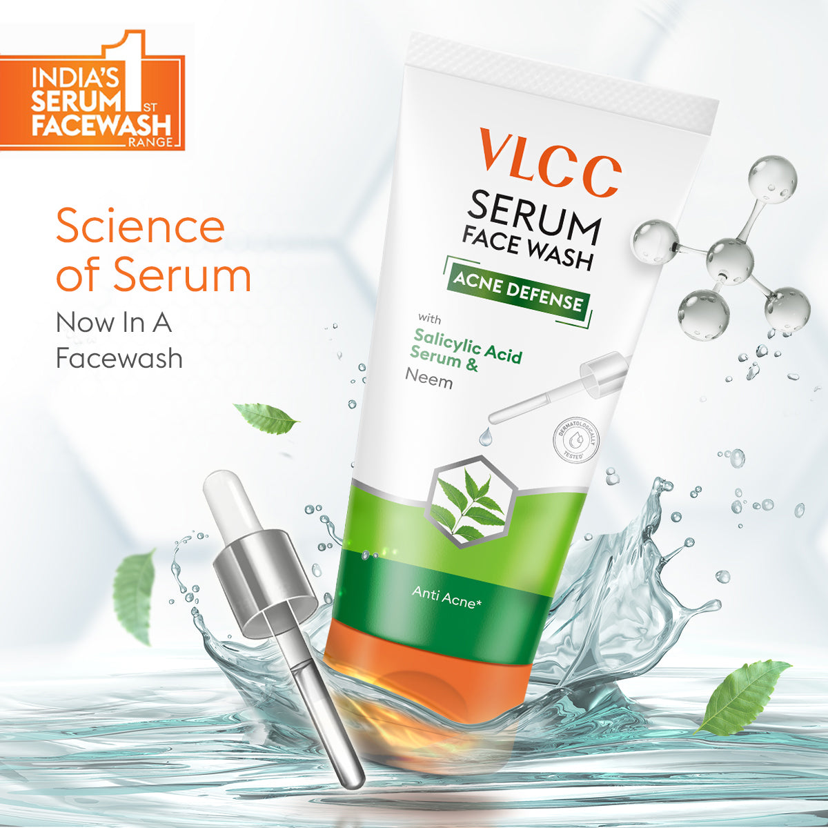 VLCC Acne Defense Serum Face Wash with Salicylic Acid Serum and Neem - 100ml - Image 2 - Buy from Indicrest