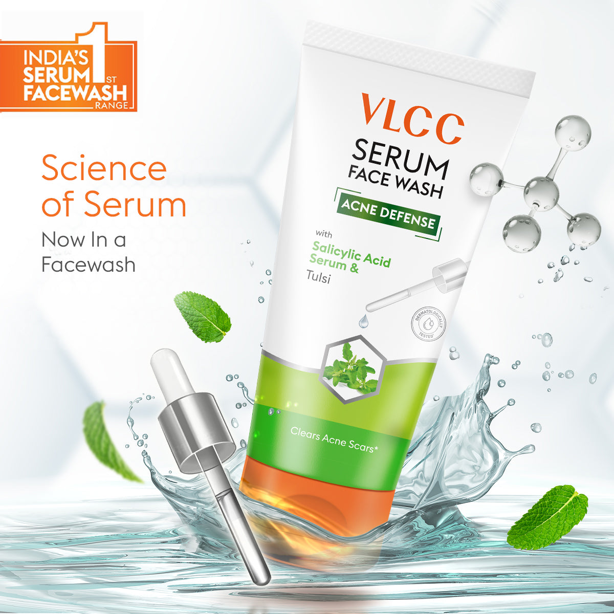 VLCC Acne Defense Serum Face Wash with Salicylic Acid Serum and Tulsi - 100ml - Image 2 - Buy from Indicrest