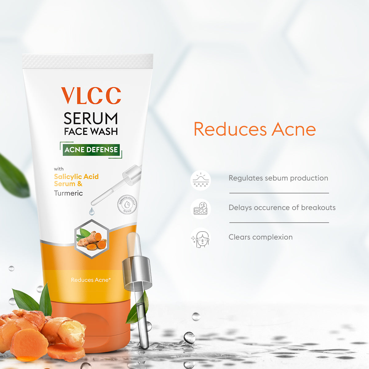 VLCC Acne Defense Serum Face Wash with Salicylic Acid Serum and Turmeric - 100ml - Image 5 - Buy from Indicrest