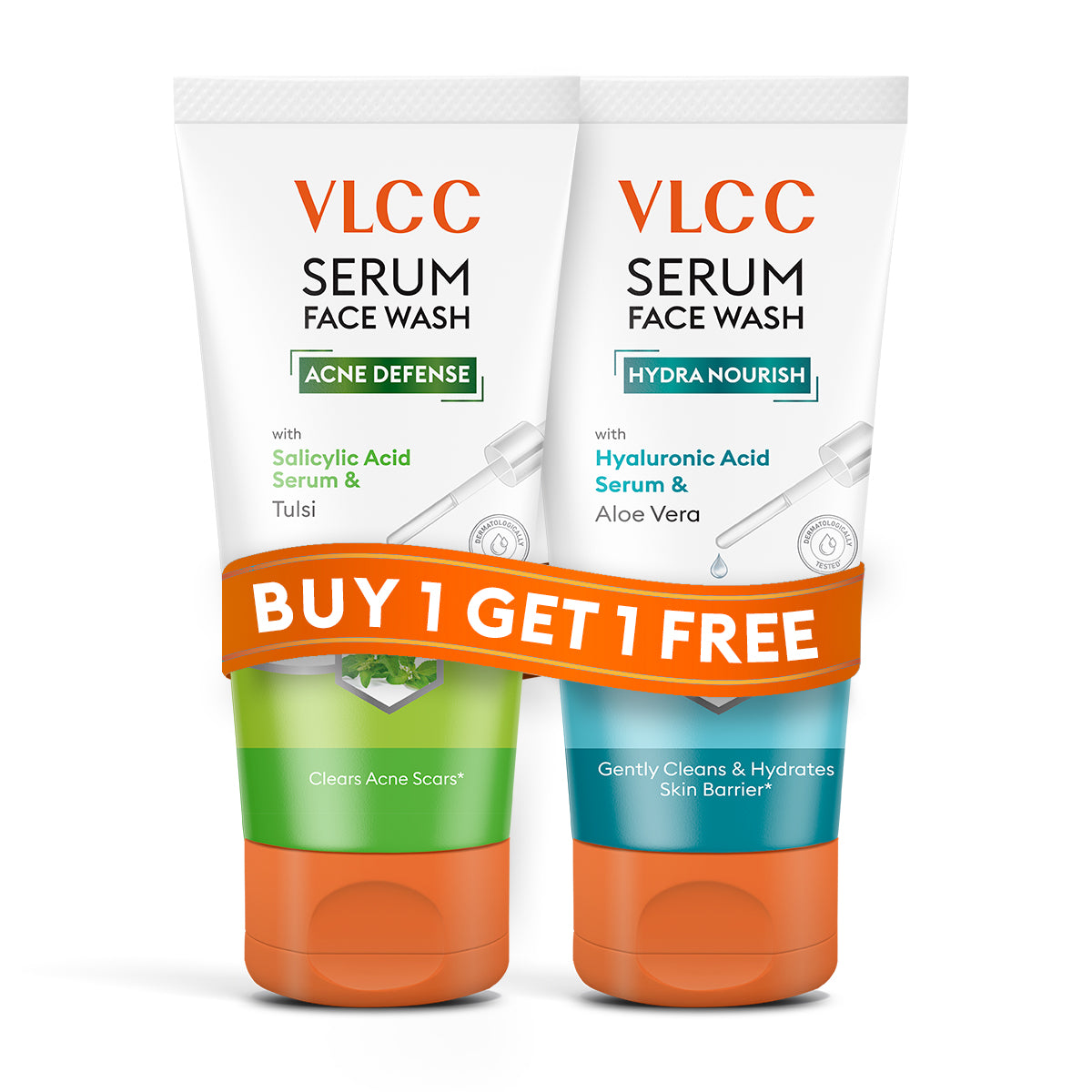 VLCC Salicylic Acid and Tulsi Serum Face Wash for AM and Aloe Vera Serum Face Wash for PM - Image 2 - Buy from Indicrest