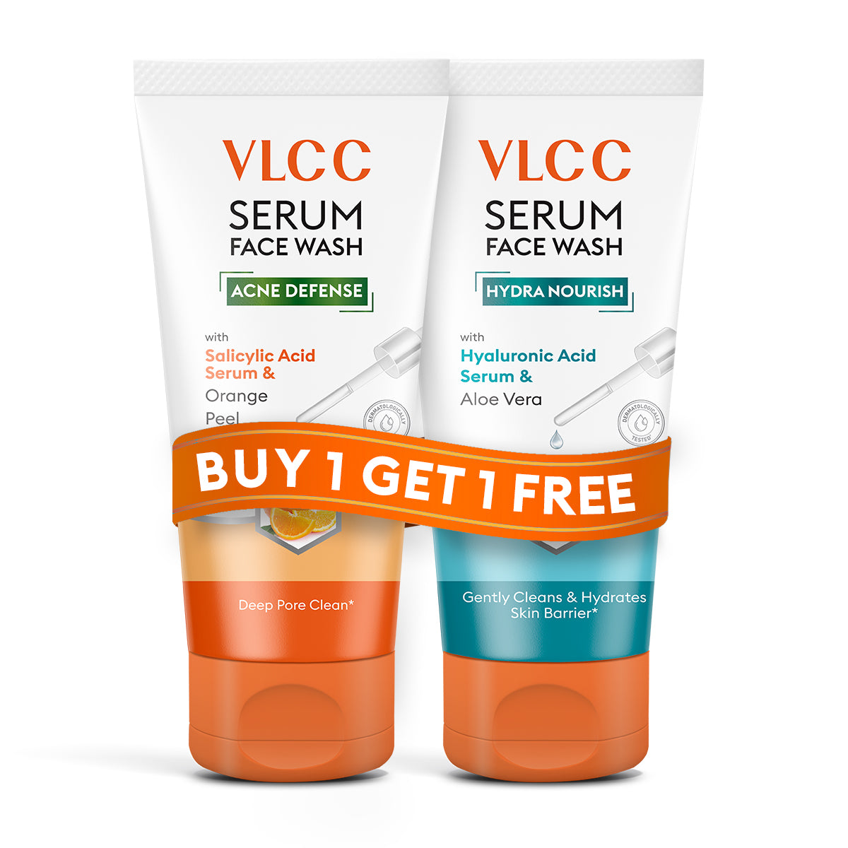VLCC Salicylic Acid and Orange Peel Serum Face Wash for AM and Aloe Vera Serum Face Wash for PM - Image 2 - Buy from Indicrest
