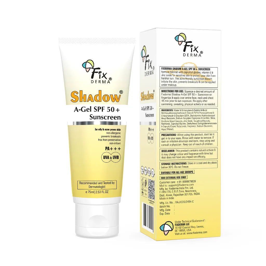 Fixderma Shadow A gel SPF 50+ Sunscreen | Oil-Free Sun Protection for Acne-Prone Skin, 75ml - Image 9 - Buy from Indicrest