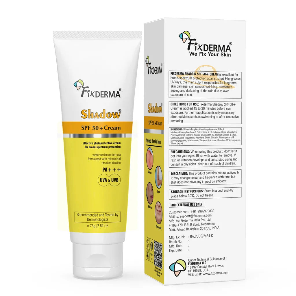 Fixderma Shadow Sunscreen SPF 50 + Cream | Broad-Spectrum SPF 50+ Protection for Dry Skin, 75g - Image 10 - Buy from Indicrest