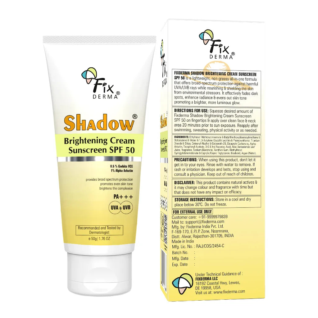 Fixderma Shadow Brightening Sunscreen Cream SPF 50+ | Best Sunscreen for Dry Skin that Brightens & Protects, 50g - Image 7 - Buy from Indicrest