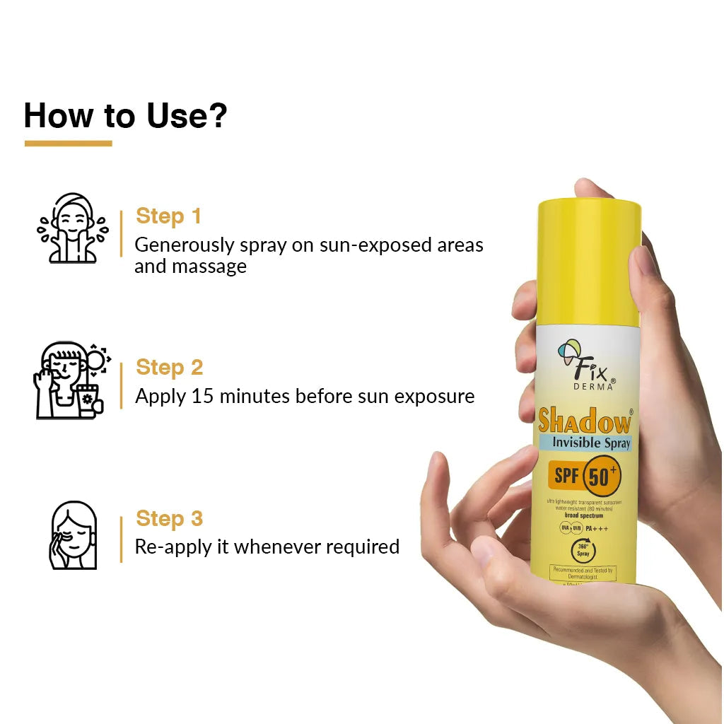 Fixderma Shadow Invisible Spray SPF 50+ | 360° transparent coverage against harmful UV rays, 50ml - Image 6 - Buy from Indicrest