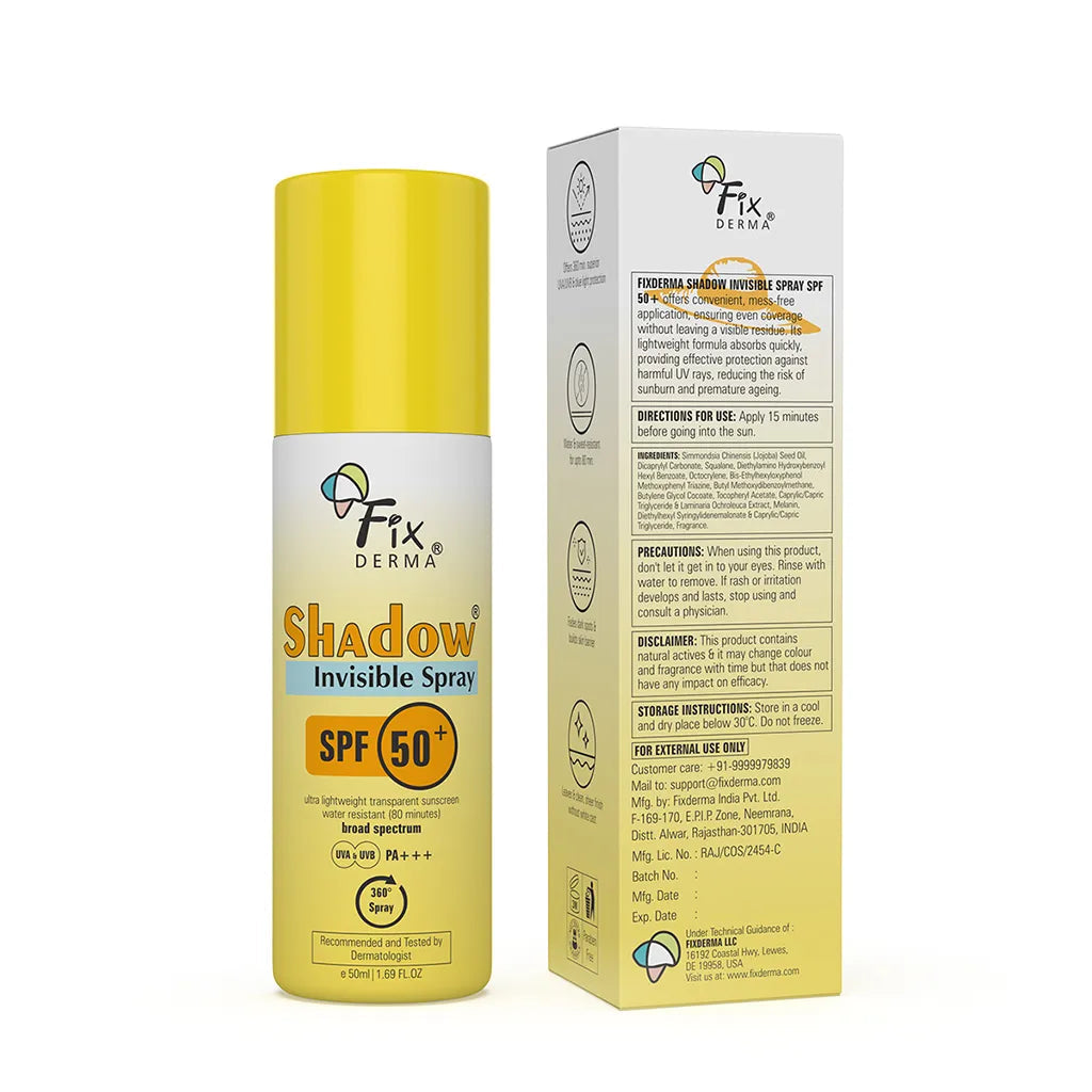Fixderma Shadow Invisible Spray SPF 50+ | 360° transparent coverage against harmful UV rays, 50ml - Image 8 - Buy from Indicrest