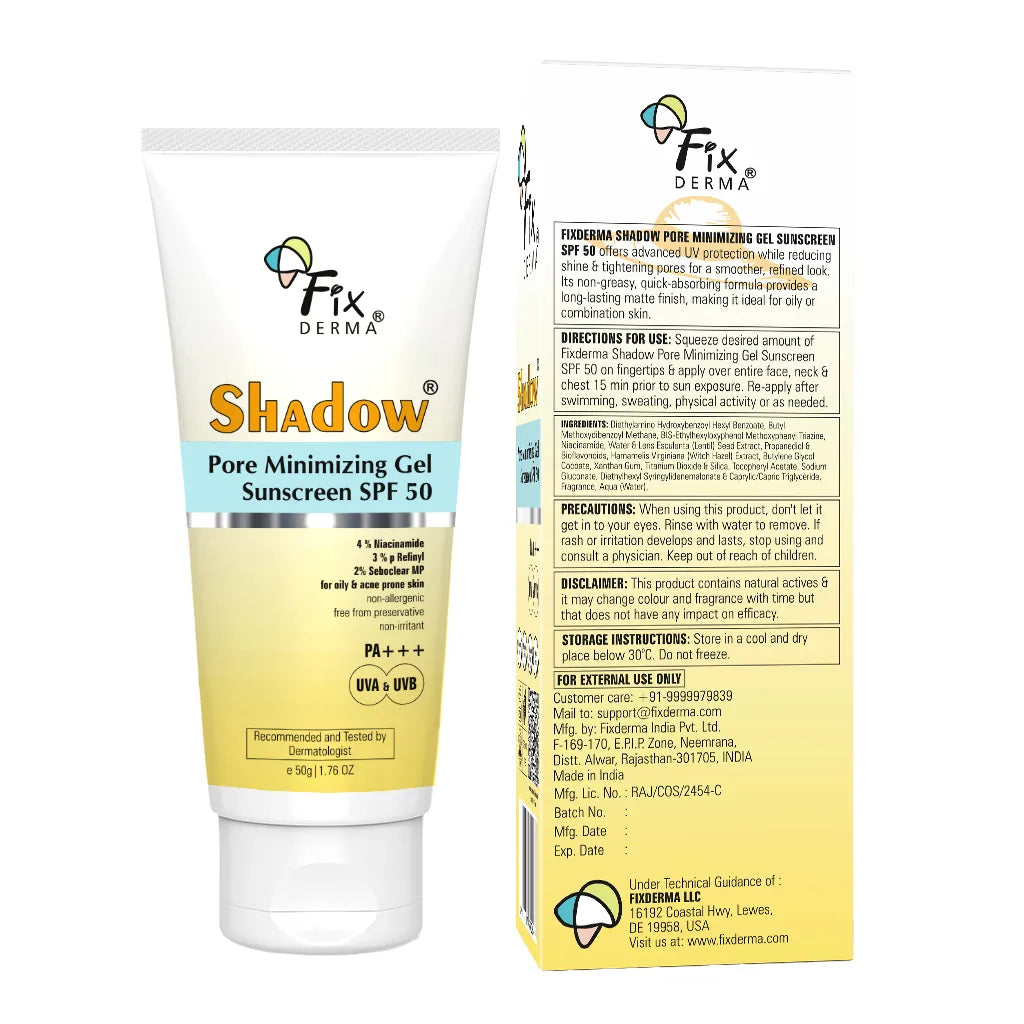 Fixderma Shadow Pore Minimizing Gel Sunscreen SPF 50 | Best Non-Greasy Gel Sunscreen for Oily Skin, 50g - Image 7 - Buy from Indicrest