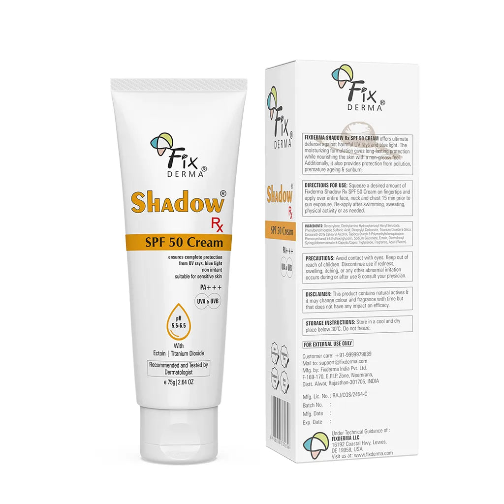Fixderma Shadow Rx SPF 50 Cream | Protects the Skin from UV Rays, Blue Light and Pollution, 75g - Image 9 - Buy from Indicrest