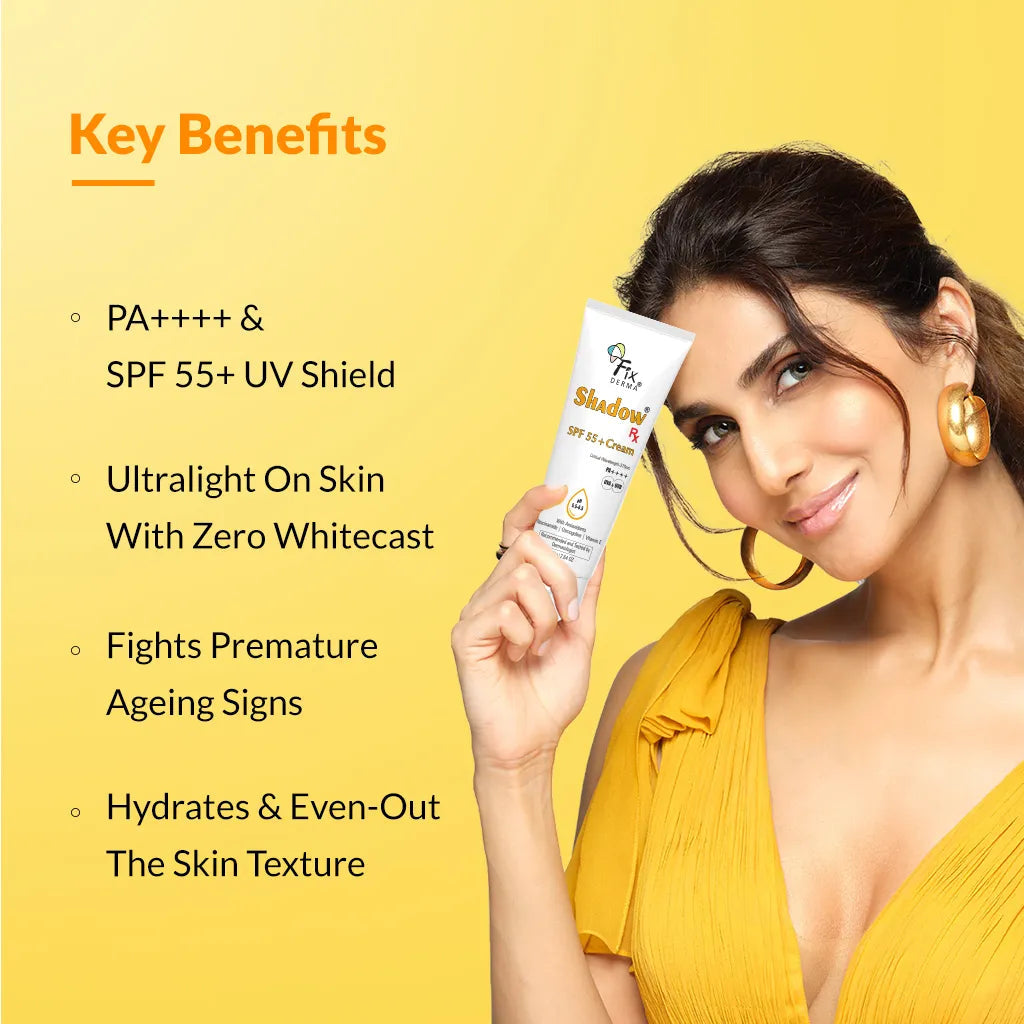 Fixderma Shadow Rx SPF 55+ Cream | SPF 55+ Protection Against UV Damage & Blue Light, 75g - Image 3 - Buy from Indicrest