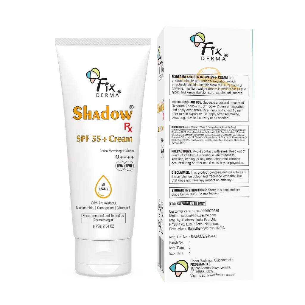 Fixderma Shadow Rx SPF 55+ Cream | SPF 55+ Protection Against UV Damage & Blue Light, 75g - Image 8 - Buy from Indicrest