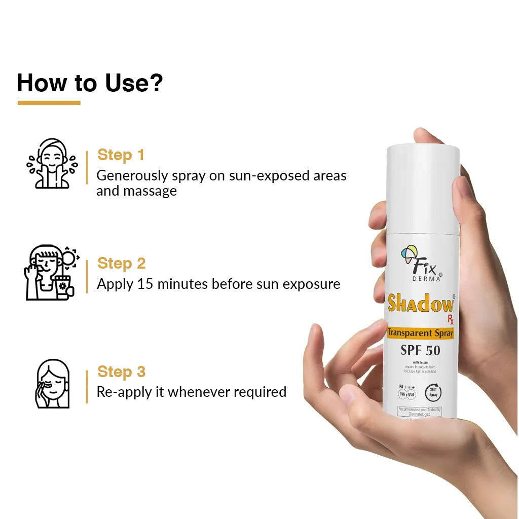 Fixderma Shadow Rx Transparent Spray SPF 50 | Provides upto 80 mins of water & sweat resistant protection, 50ml - Image 6 - Buy from Indicrest