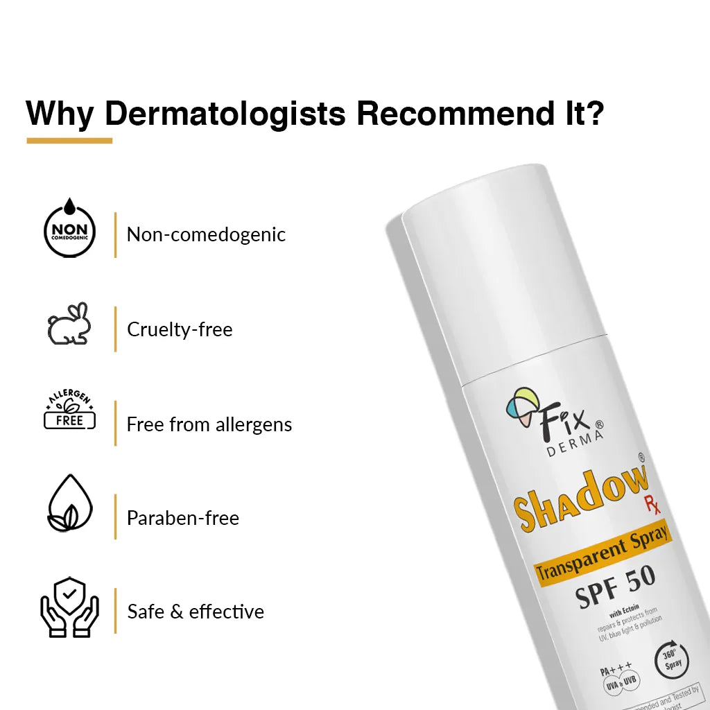 Fixderma Shadow Rx Transparent Spray SPF 50 | Provides upto 80 mins of water & sweat resistant protection, 50ml - Image 4 - Buy from Indicrest
