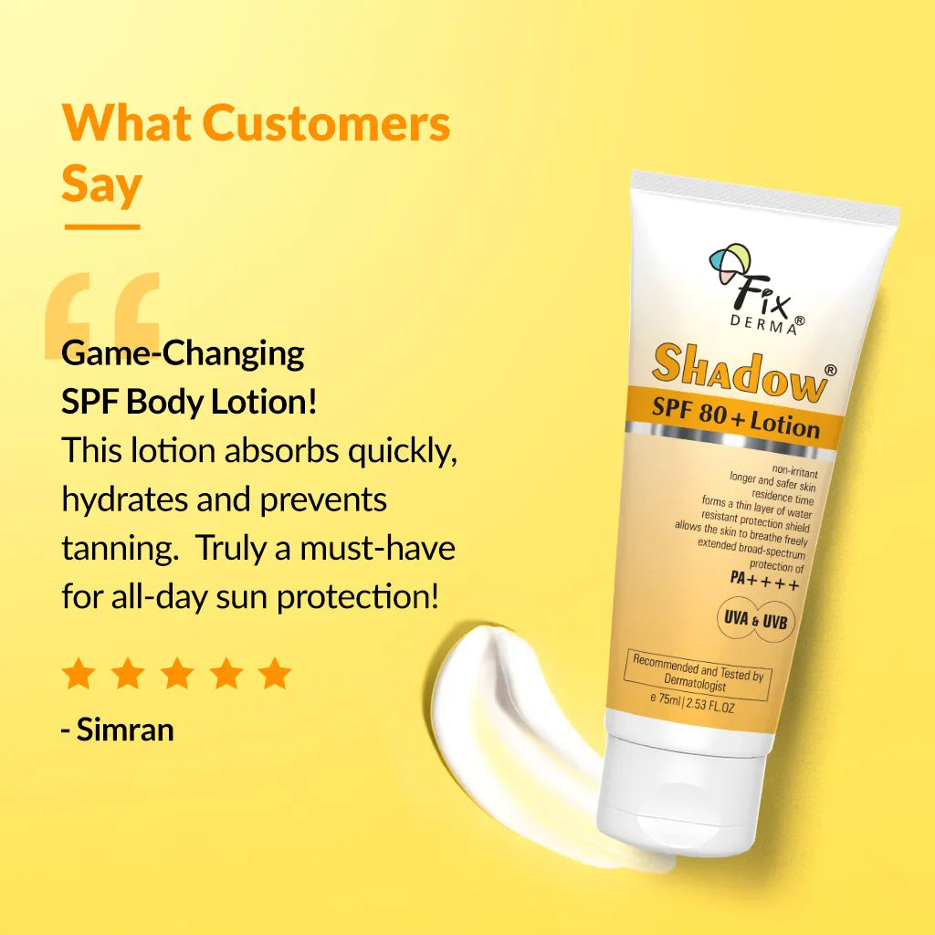Fixderma Shadow Sunscreen Lotion SPF 80+ | SPF 80+ Lotion with Zero Absorbtion into the Skin, 75ml - Image 5 - Buy from Indicrest