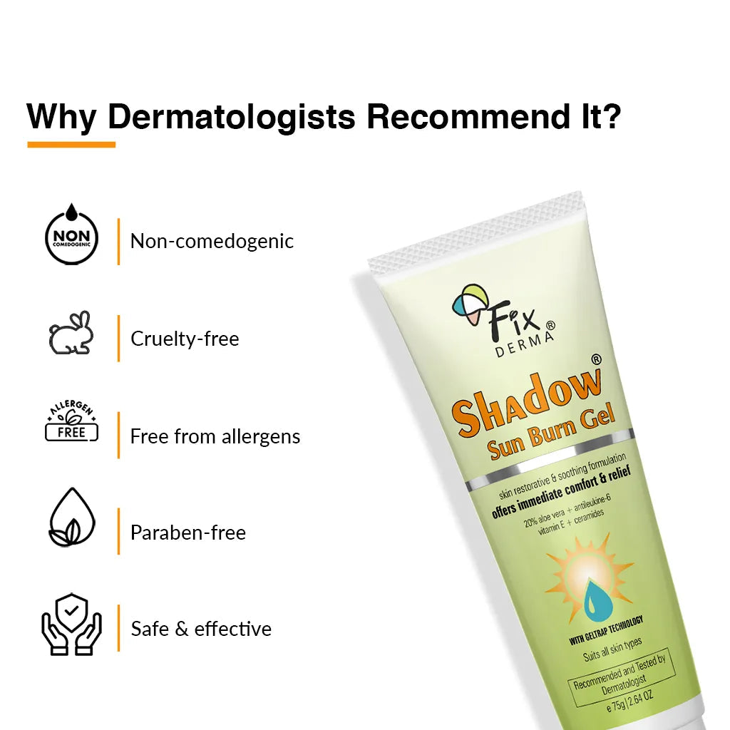 Fixderma Shadow Sun Burn Gel | With gel trap technology for immediate comfort, 75g - Image 4 - Buy from Indicrest