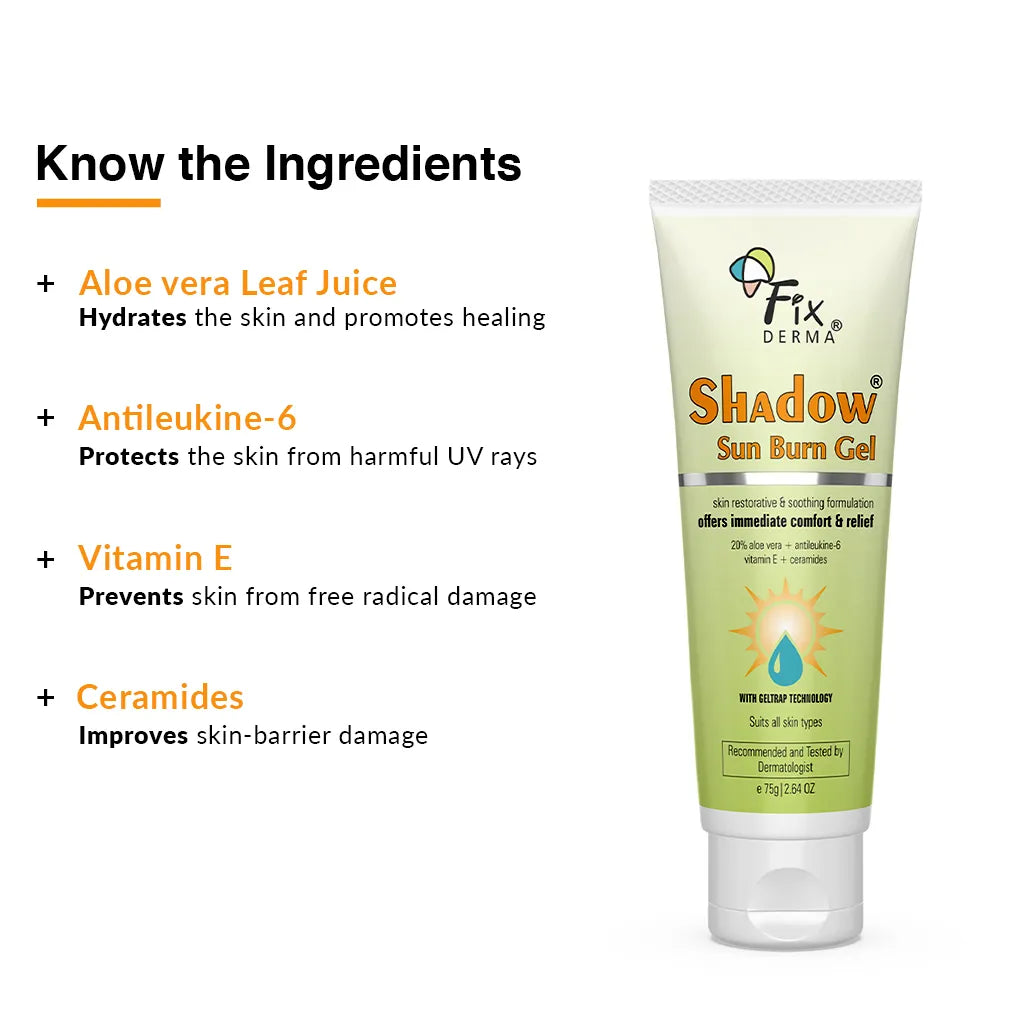 Fixderma Shadow Sun Burn Gel | With gel trap technology for immediate comfort, 75g - Image 5 - Buy from Indicrest