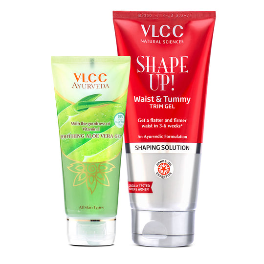 VLCC Shape Up Waist and Tummy Trim Gel and Ayurveda Soothing Aloevera Gel - Buy from Indicrest