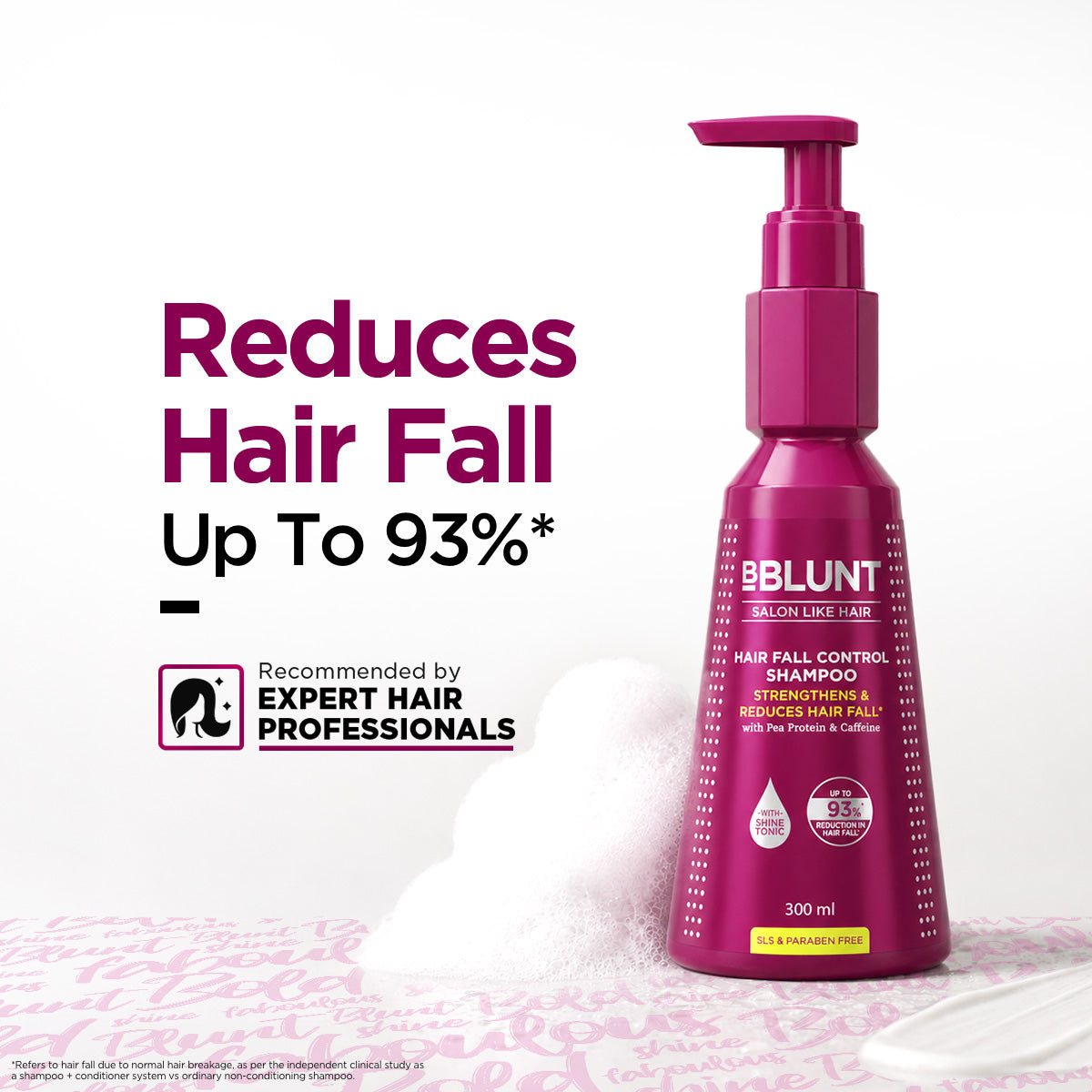 Bblunt Hair Fall Control Shampoo with Pea Protein & Caffeine for Stronger Hair - 300ml - Image 2 - Buy from Indicrest
