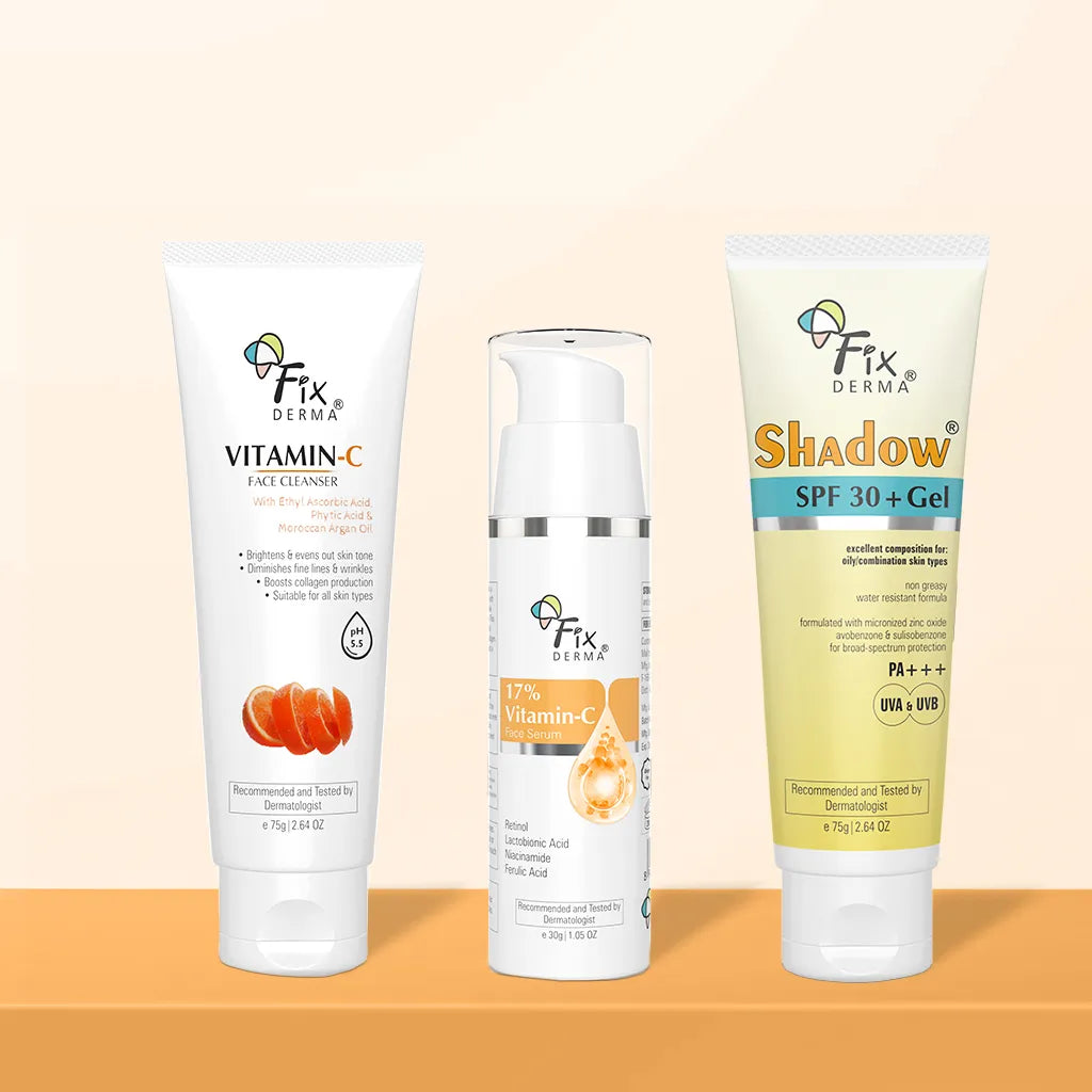 Fixderma Skin Brightening Combo | Vitamin C-Powered Skincare for a Brighter Skin, Face Cleanser 75g + Face Serum 30ml + Sunscreen 75g - Image 2 - Buy from Indicrest