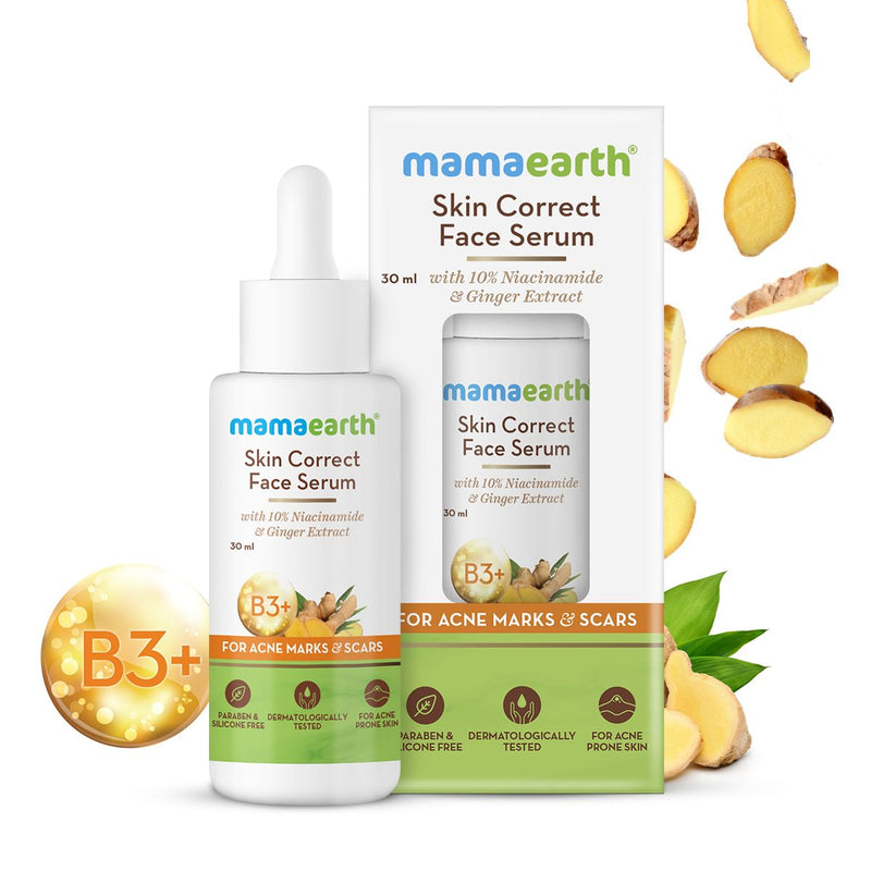 Mamaearth Skin Correct Face Serum with Niacinamide and Ginger Extract for Acne Marks and Scars, 30ml - Buy from Indicrest