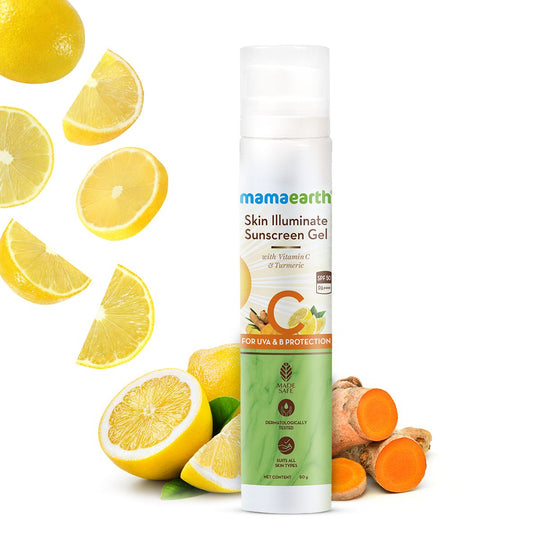 Mamaearth Skin Illuminate Sunscreen Gel SPF 50 with Vitamin C & Turmeric for UVA & B Protection, 50g - Buy from Indicrest