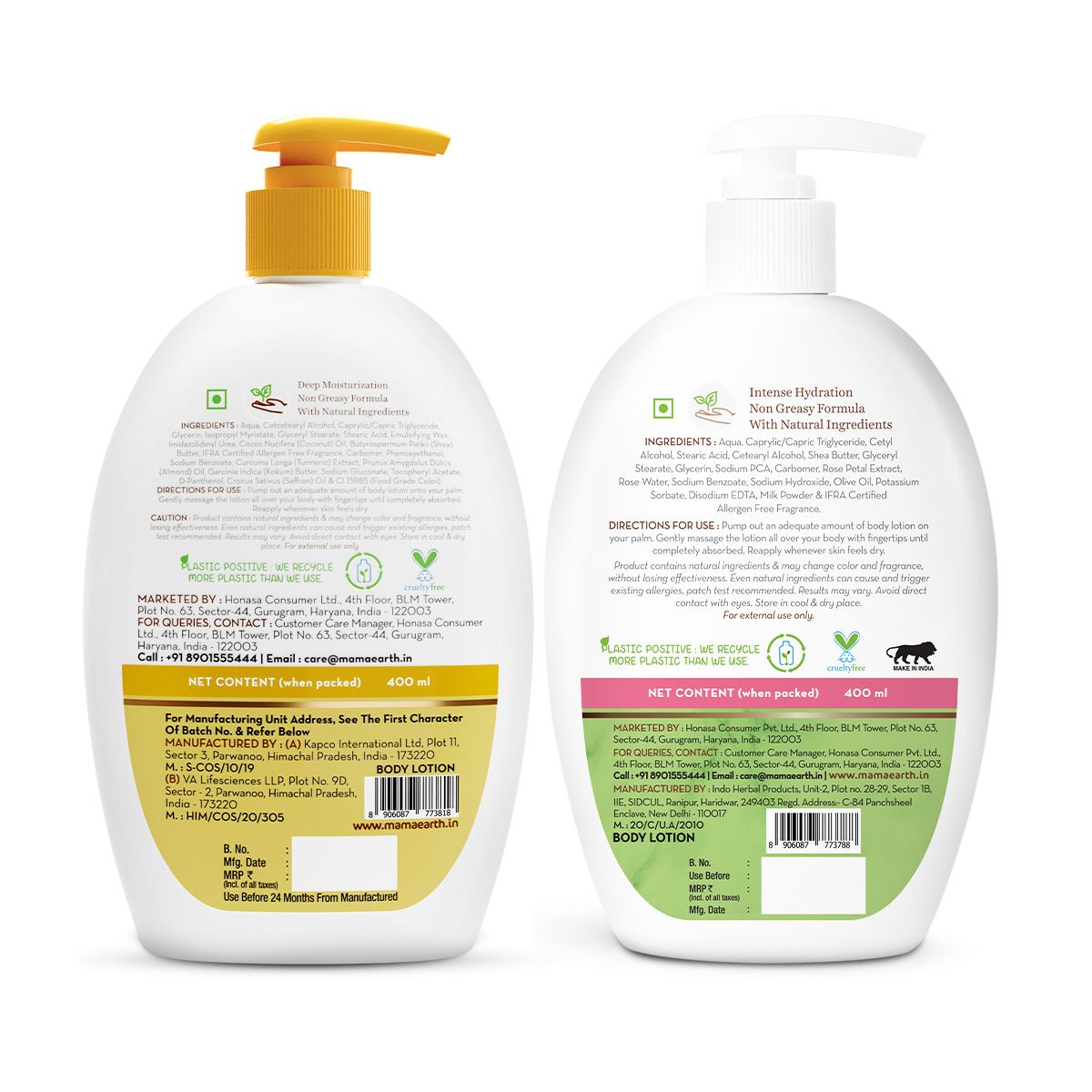 Mamaearth Skin Nourishing Body Care Combo, Ubtan Body Lotion + Rose Body Lotion, 400ml - Image 2 - Buy from Indicrest