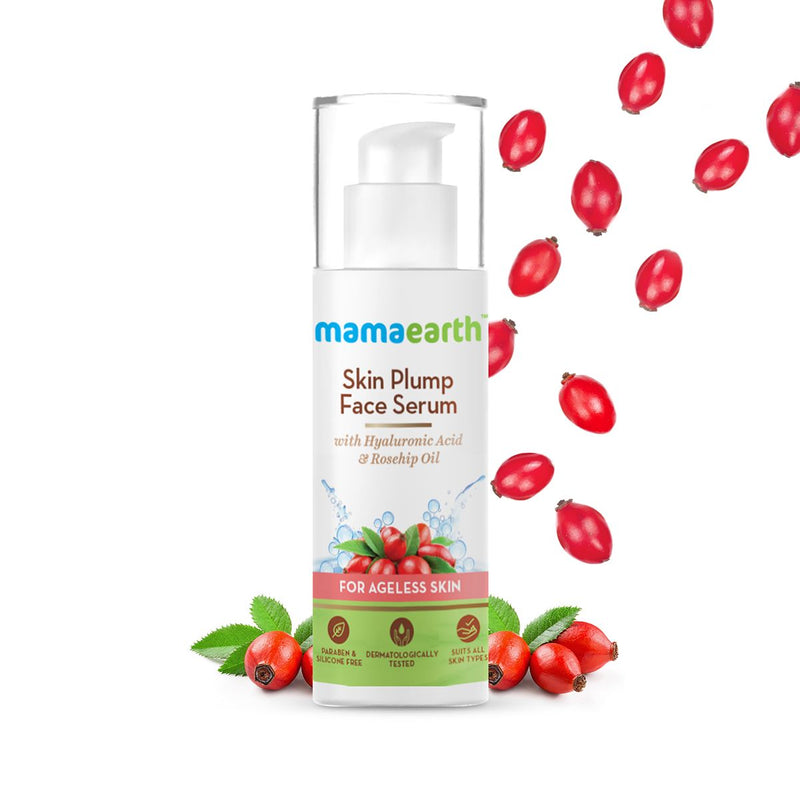 Mamaearth Skin Plump Serum For Face Glow, with Hyaluronic Acid and Rosehip Oil for Ageless Skin, 30ml - Buy from Indicrest