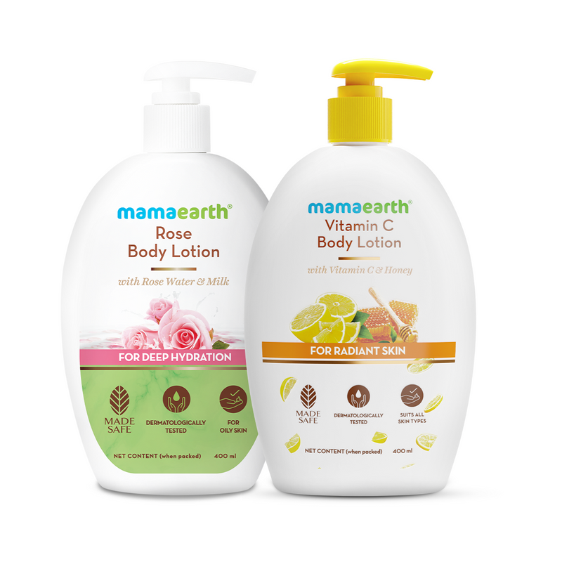 Mamaearth Skin Refreshing & Soothing Body Care Kit, Rose Body Lotion + Vitamin C Body Lotion, 400ml - Buy from Indicrest