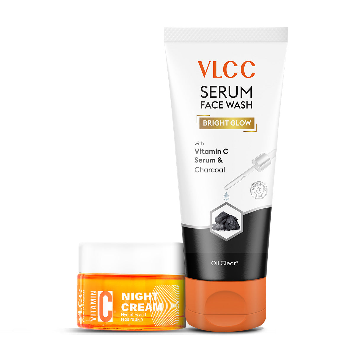 VLCC Vitamin C Night Cream and Bright Glow Serum Facewash with Vitamin C Serum and Mulberry Combo - Buy from Indicrest
