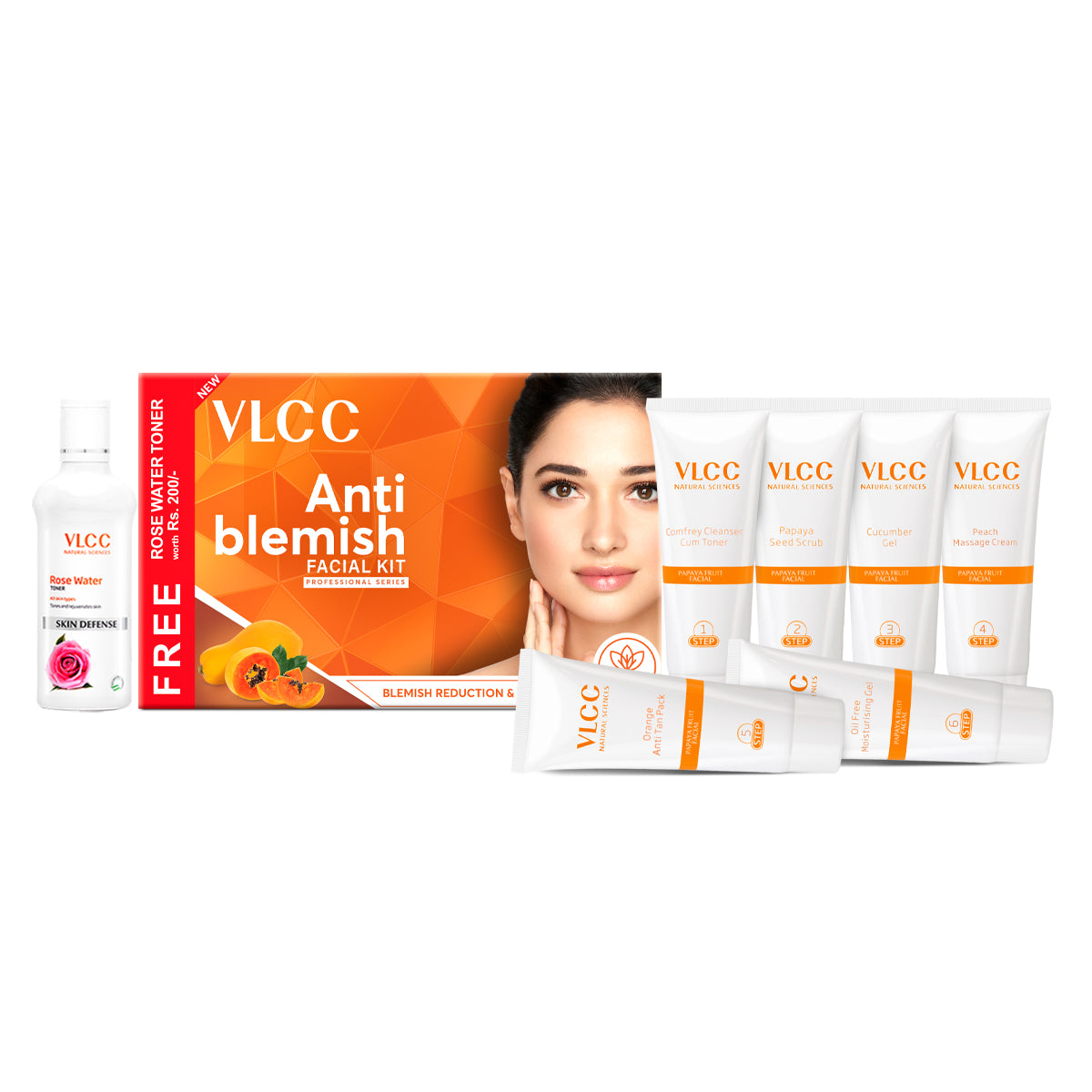 VLCC Anti Blemish Facial Kit - 300 g with FREE Rose Water Toner - 100 ml - Image 2 - Buy from Indicrest