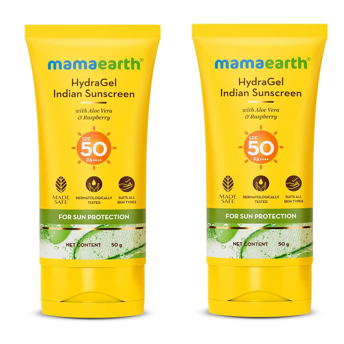 Mamaearth HydraGel Indian Sunscreen with Aloe Vera & Raspberry for Sun Protection, 50g, Pack of 2 - Buy from Indicrest