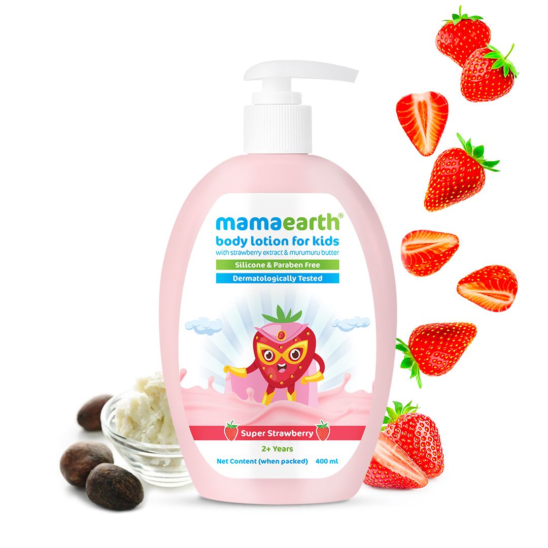 Mamaearth Super Strawberry Body Lotion for Kids With Strawberry & Shea Butter, 400ml - Buy from Indicrest