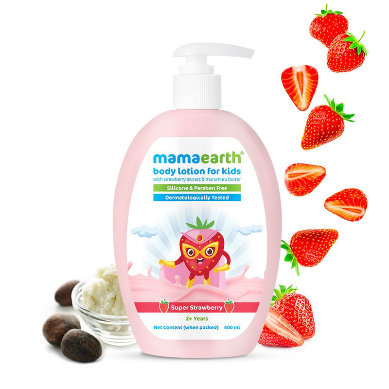 Mamaearth Super Strawberry Body Lotion for Kids With Strawberry & Shea Butter, 400ml - Buy from Indicrest