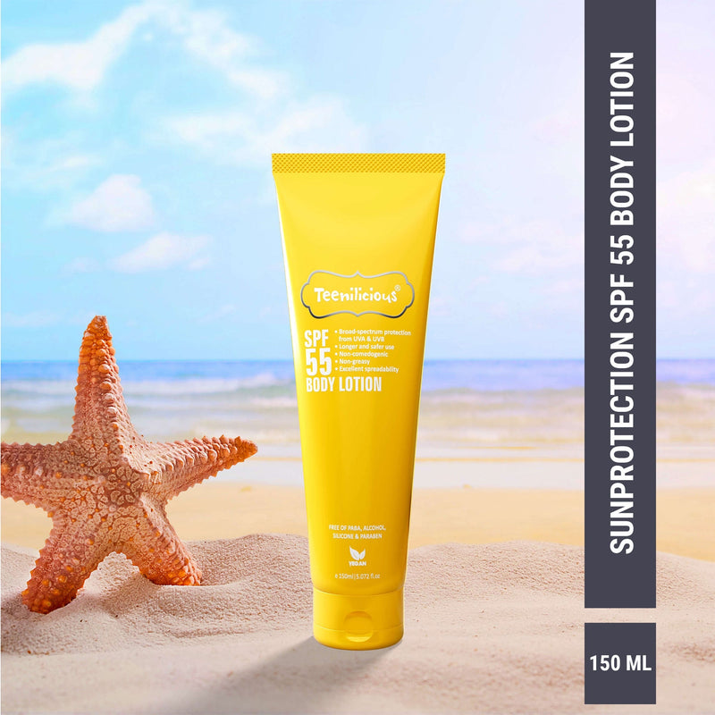 Fixderma Teenilicious SPF 55 Sunscreen Body Lotion | For Oily Skin and Sensitive Skin With SPF 50 PA+++ Sunscreen, 150ml - Buy from Indicrest