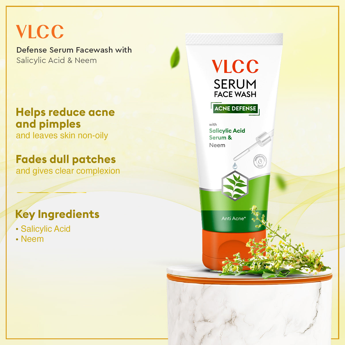 VLCC De Tan SPF 50 Sunscreen Gel Crème - SPF 50 PA+++ and Acne Defense Serum Facewash With Salicylic Acid Serum and Neem Combo - Image 3 - Buy from Indicrest