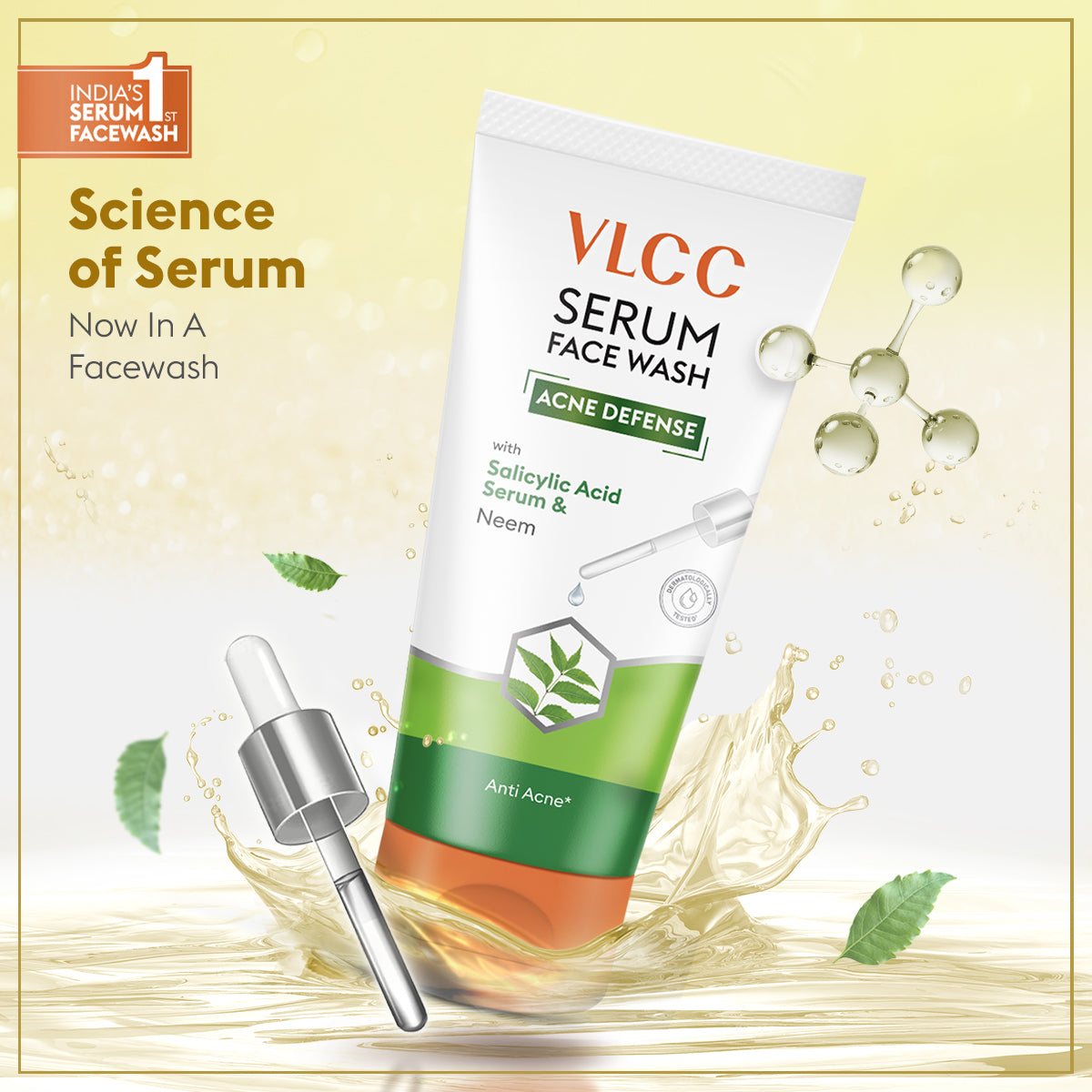 VLCC De Tan SPF 50 Sunscreen Gel Crème - SPF 50 PA+++ and Acne Defense Serum Facewash With Salicylic Acid Serum and Neem Combo - Image 5 - Buy from Indicrest