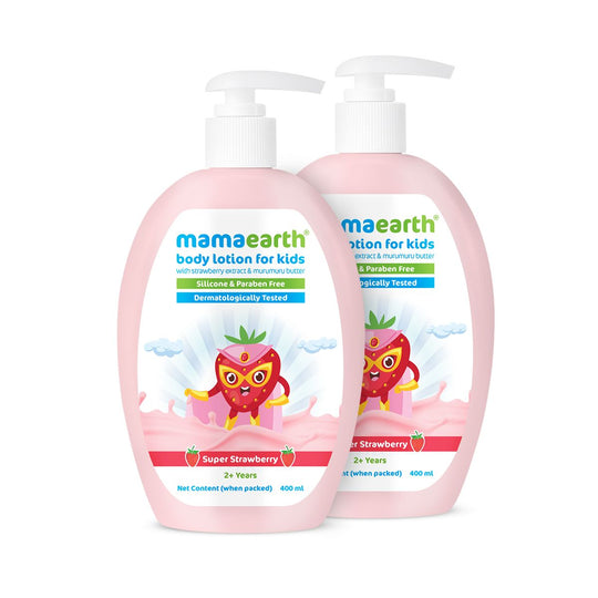 Mamaearth Super Strawberry Body Lotion for Kids With Strawberry & Shea Butter, Pack of 2 X 400ml - Buy from Indicrest
