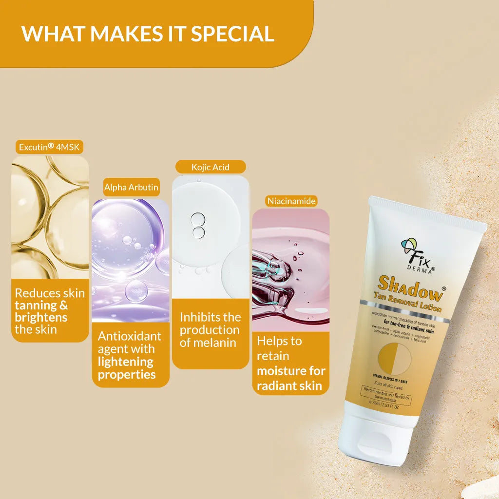 Fixderma Shadow Tan Removal Lotion | For Tan-Free and Radiant Skin in just 7 Days, 75ml - Image 3 - Buy from Indicrest