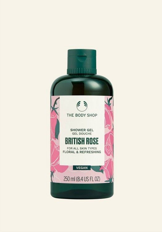 The Body Shop British Rose Shower Gel & Body Lotion Duo With Pouch, 3pc