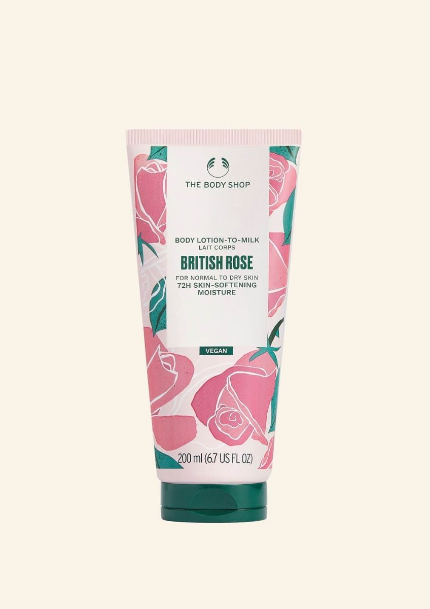 The Body Shop British Rose Shower Gel & Body Lotion Duo With Pouch, 3pc
