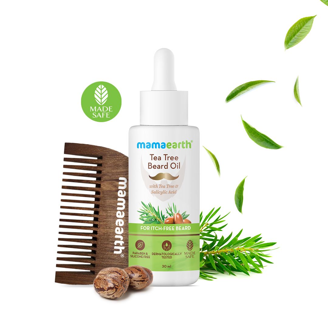 Mamaearth Tea Tree Beard Oil With Tea Tree & Salicylic Acid For Itch-Free Beard, 30ml - Buy from Indicrest
