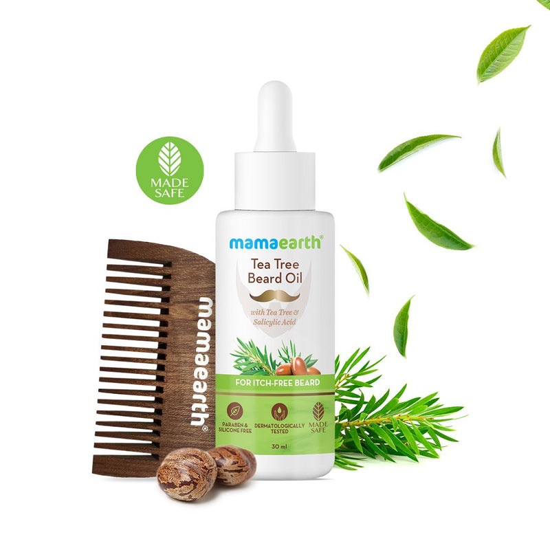 Mamaearth Tea Tree Beard Oil With Tea Tree & Salicylic Acid For Itch-Free Beard, 30ml - Buy from Indicrest