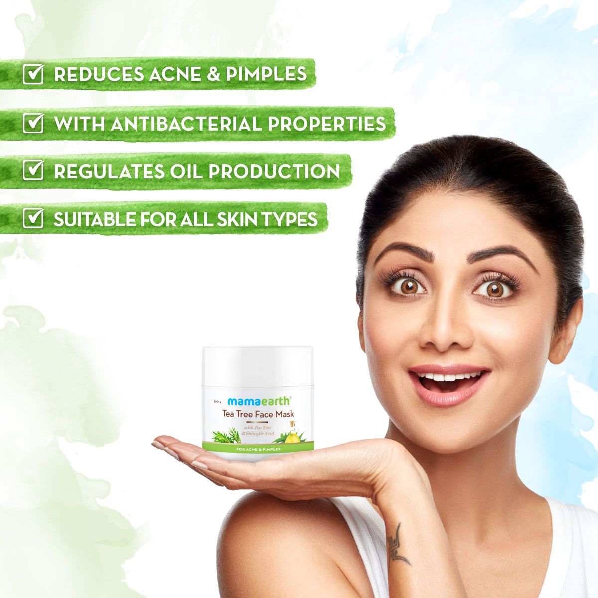 Mamaearth Tea Tree Face Mask for Acne, with Tea Tree and Salicylic Acid for Acne and Pimples, 100g - Image 2 - Buy from Indicrest