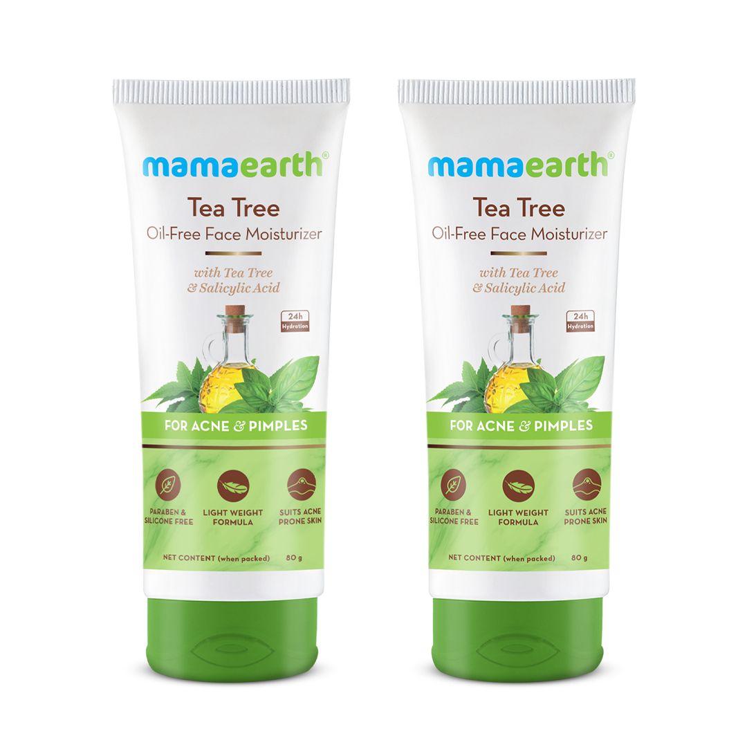 Mamaearth Tea Tree Oil-Free Face Moisturizer with Tea Tree and Salicylic Acid for Acne and Pimples, 80 ml (Pack of 2) - Buy from Indicrest