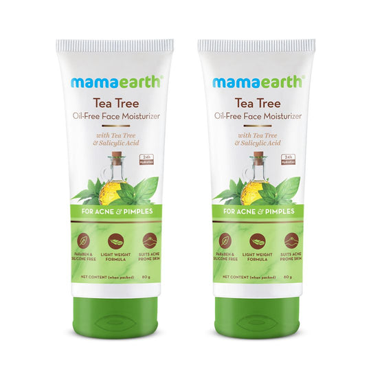 Mamaearth Tea Tree Oil-Free Face Moisturizer with Tea Tree and Salicylic Acid for Acne and Pimples, 80 ml (Pack of 2) - Buy from Indicrest